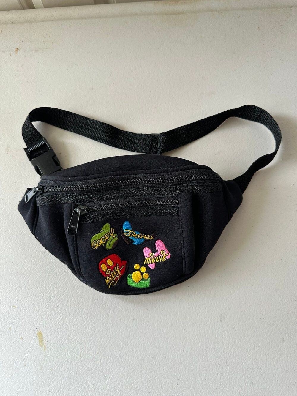 Vintage Disneyland Resort Embroidered Neoprene Fanny Pack Belt Crossbody Bag